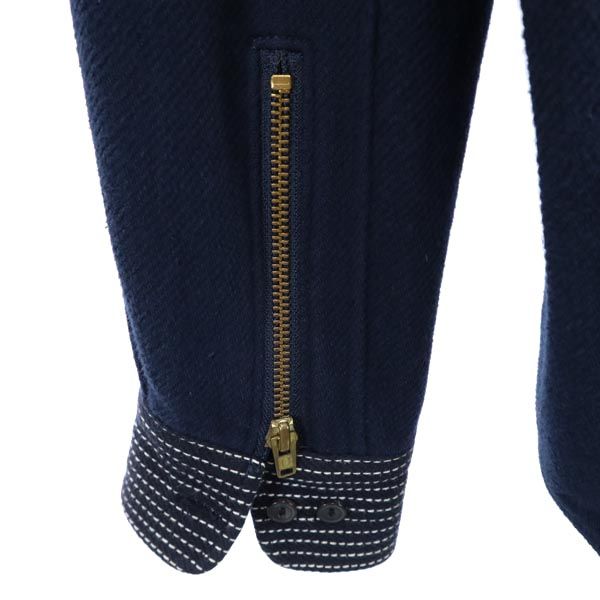 日本製 コットン 長袖 シャツ 2 紺 メンズ