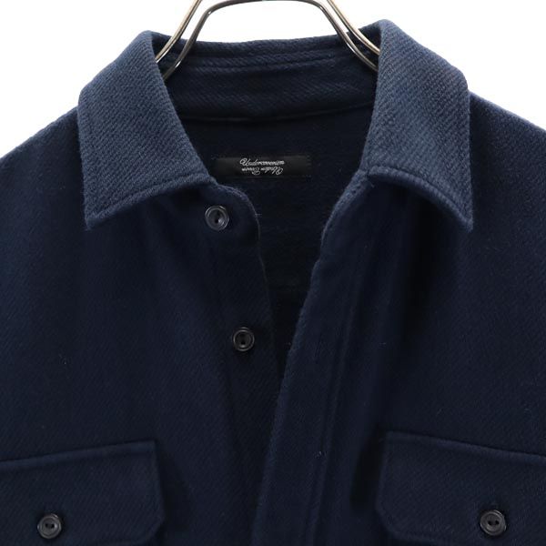 日本製 コットン 長袖 シャツ 2 紺 メンズ