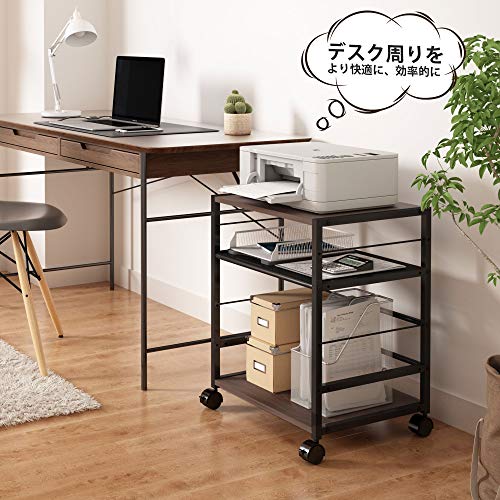 色：ナチュラル DEVAISE プリンター台 キャスター付き サイドワゴン デスクワゴン プリンター