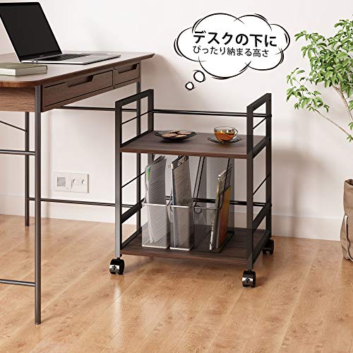 色：ナチュラル DEVAISE プリンター台 キャスター付き サイドワゴン デスクワゴン プリンター