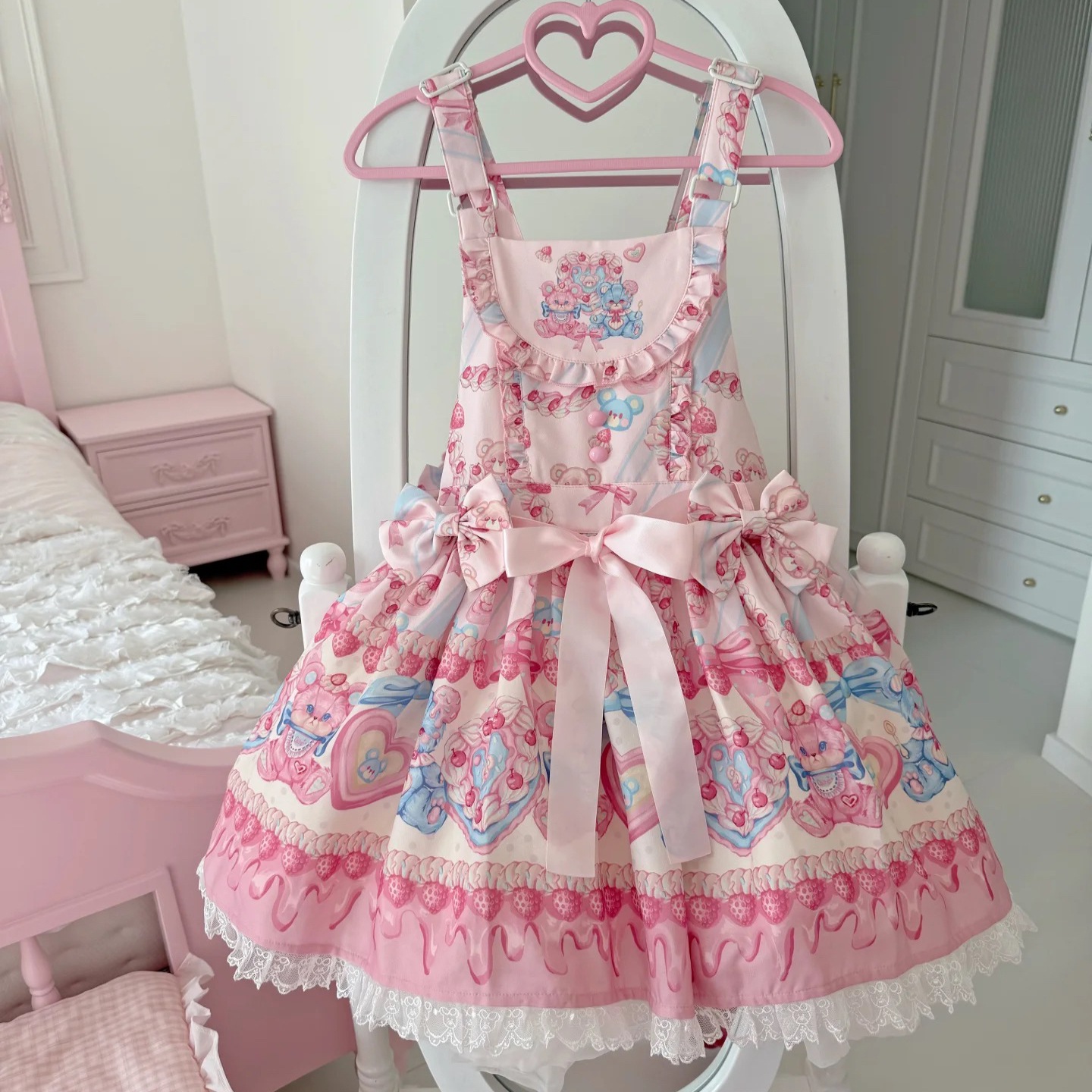 Lolitaワンピースロリータ姫スカートサスペンダースカート大きい童jsk洋服甘く可爱い