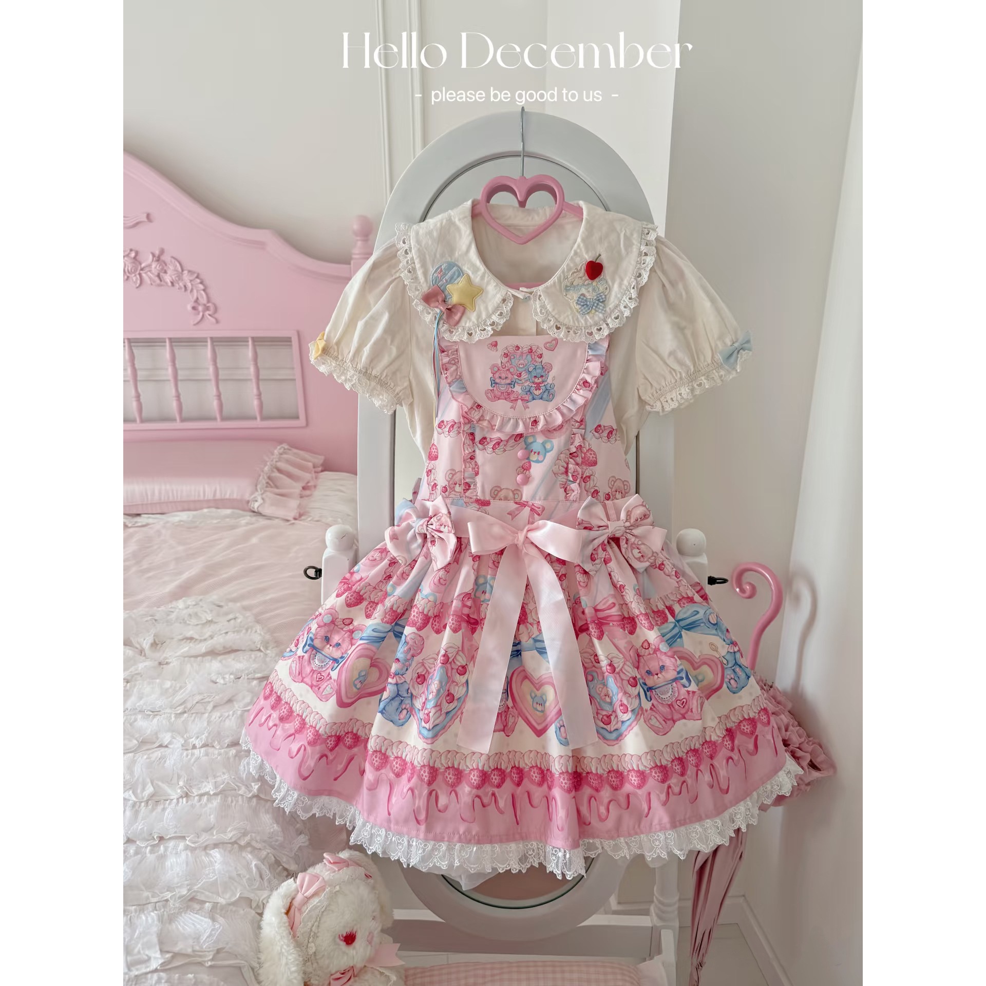 Lolitaワンピースロリータ姫スカートサスペンダースカート大きい童jsk洋服甘く可爱い