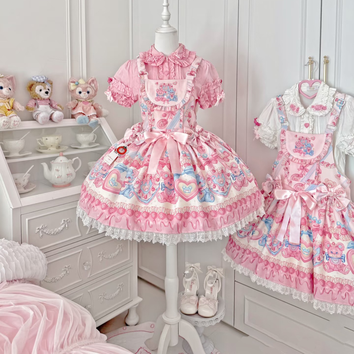 Lolitaワンピースロリータ姫スカートサスペンダースカート大きい童jsk洋服甘く可爱い