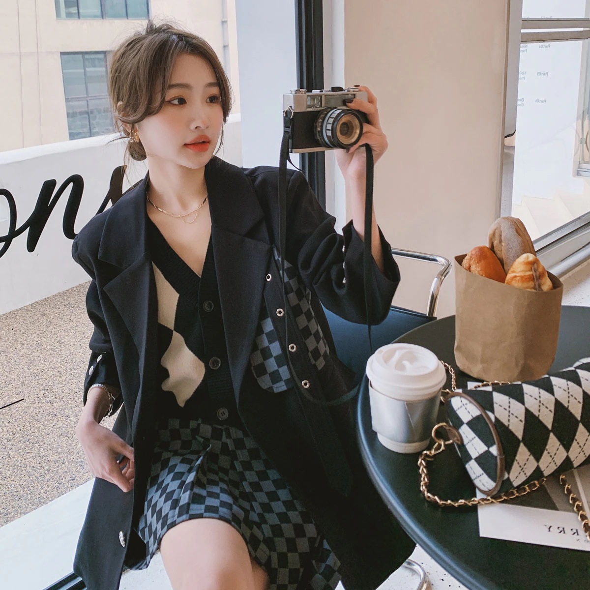 【3日出荷】2025人気新作秋服レディース上下二点セットアップ長袖スーツトップス韓国ファッションミニチェック福袋 【3日出荷】2025人気新作秋服レディース上下二点セットアップ長袖スーツトップス韓国ファッションミニチェック福袋