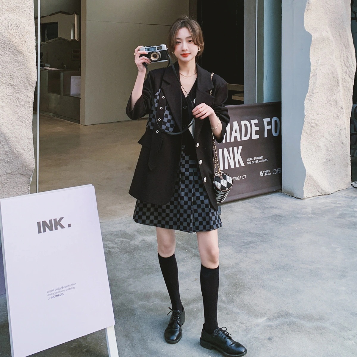 【3日出荷】2025人気新作秋服レディース上下二点セットアップ長袖スーツトップス韓国ファッションミニチェック福袋 【3日出荷】2025人気新作秋服レディース上下二点セットアップ長袖スーツトップス韓国ファッションミニチェック福袋