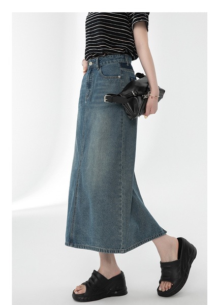 細脚スカート ウォッシュドデニム 細脚スカート ウォッシュドデニム