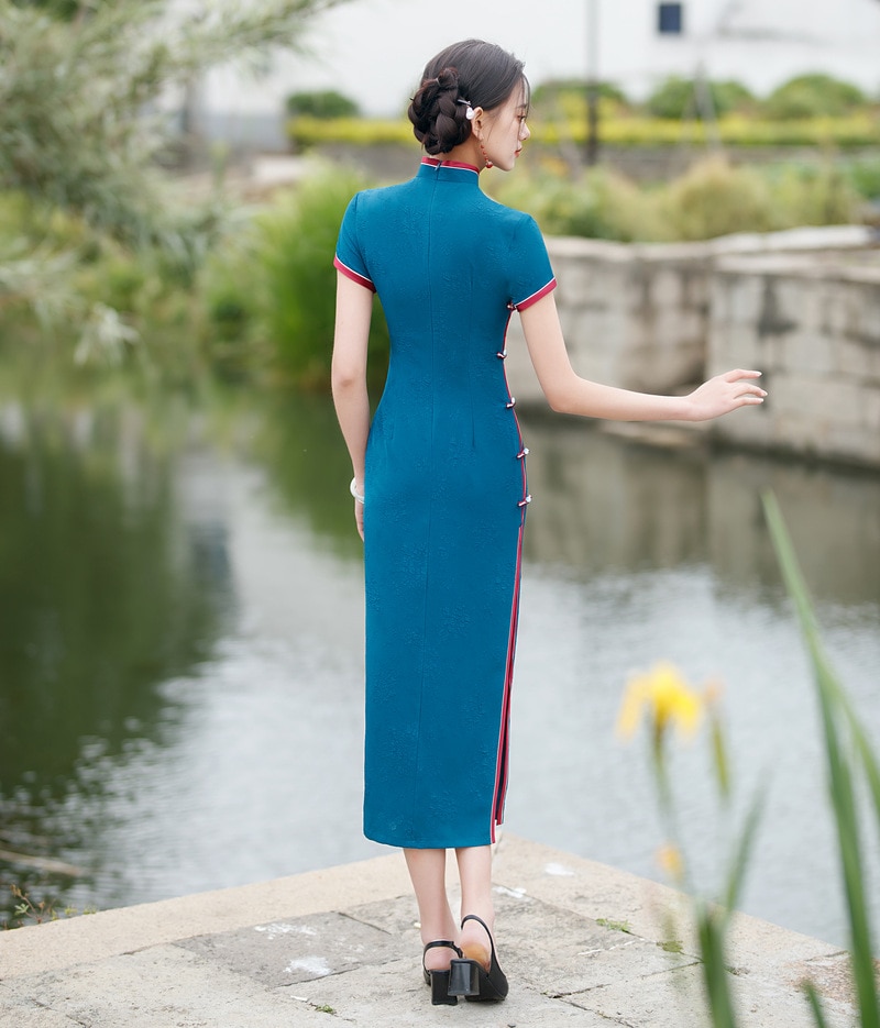 ワンピースドレスドレス女性のための赤い長いチョンサム2025レトロなスタイルの若い女の子の毎日のスリムでエレガントなドレス ワンピースドレスドレス女性のための赤い長いチョンサム2025レトロなスタイルの若い女の子の毎日のスリムでエレガントなドレス