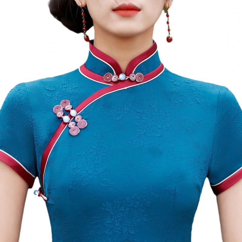 ワンピースドレスドレス女性のための赤い長いチョンサム2025レトロなスタイルの若い女の子の毎日のスリムでエレガントなドレス ワンピースドレスドレス女性のための赤い長いチョンサム2025レトロなスタイルの若い女の子の毎日のスリムでエレガントなドレス