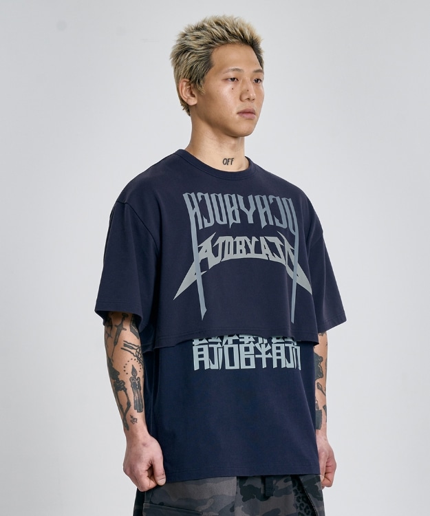 【AJO AJOBYAJO】24SS★ [PBA] Arch Logo Washed Layered T AJO AJOBYAJO】24SS☆ Sporty Logo Applique Washed T-Shirt