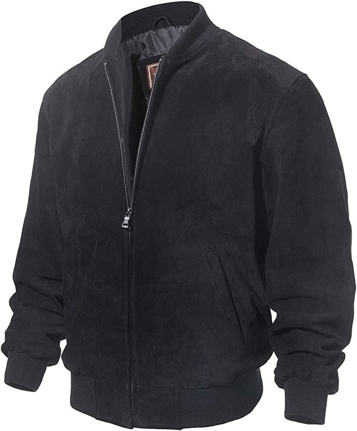 レザージャケット メンズ 本革豚革 野球 フライトジャケット バイクライダースジャケット 革ジャン( ブラック, XL)