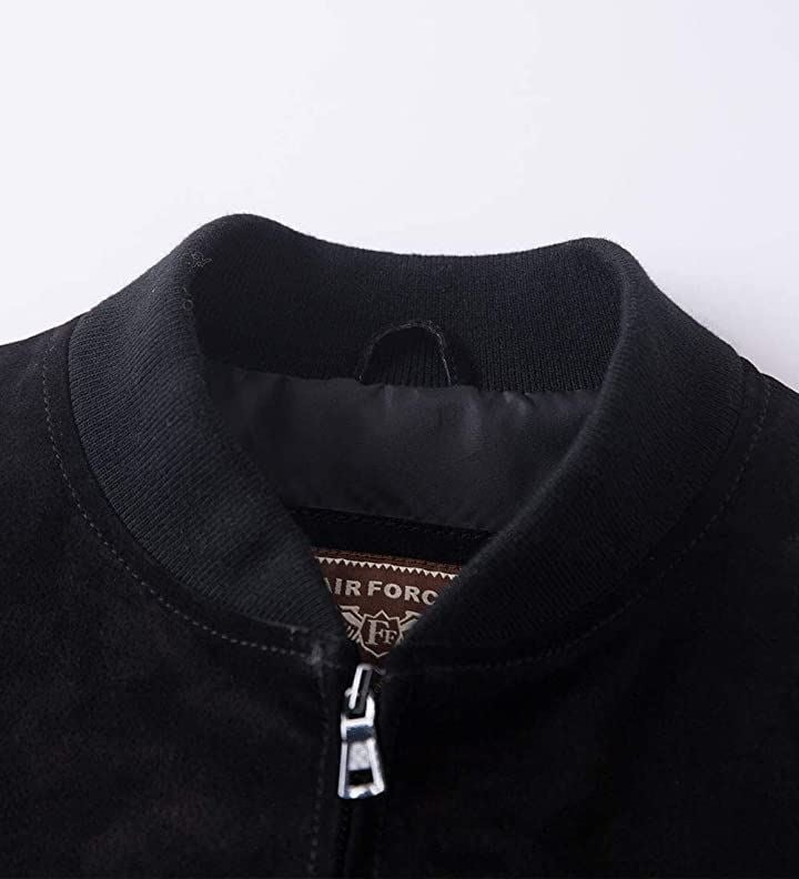 レザージャケット メンズ 本革豚革 野球 フライトジャケット バイクライダースジャケット 革ジャン( ブラック, XL)