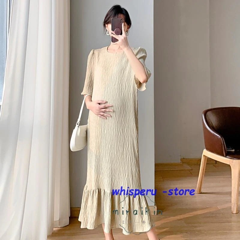 【急速出荷!】可能 マタニティ ワンピース 五分袖 ロング レディース 夏 クルーネック 夏ワンピース 産前産後 ゆると 30代40代 妊娠妊婦 黒ワンピース 着痩せ フォーマル アジアン