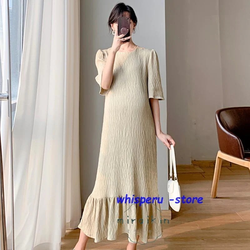 【急速出荷!】可能 マタニティ ワンピース 五分袖 ロング レディース 夏 クルーネック 夏ワンピース 産前産後 ゆると 30代40代 妊娠妊婦 黒ワンピース 着痩せ フォーマル アジアン