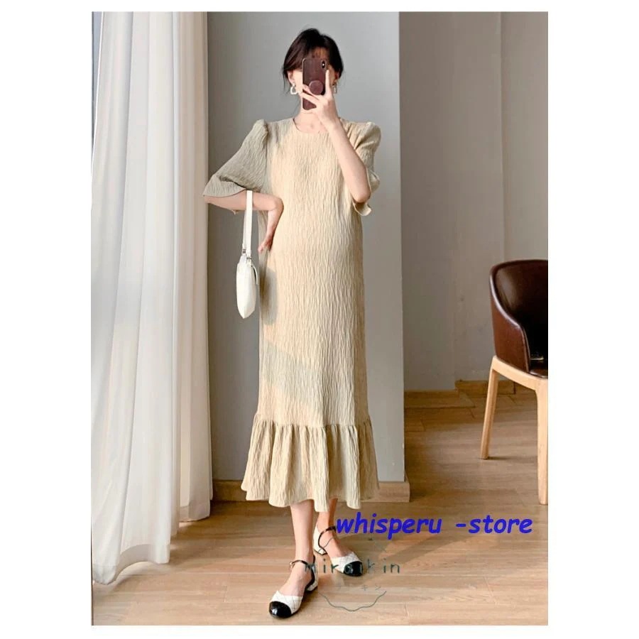 【急速出荷!】可能 マタニティ ワンピース 五分袖 ロング レディース 夏 クルーネック 夏ワンピース 産前産後 ゆると 30代40代 妊娠妊婦 黒ワンピース 着痩せ フォーマル アジアン