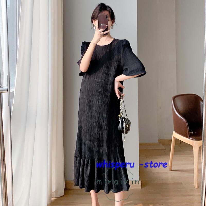 【急速出荷!】可能 マタニティ ワンピース 五分袖 ロング レディース 夏 クルーネック 夏ワンピース 産前産後 ゆると 30代40代 妊娠妊婦 黒ワンピース 着痩せ フォーマル アジアン