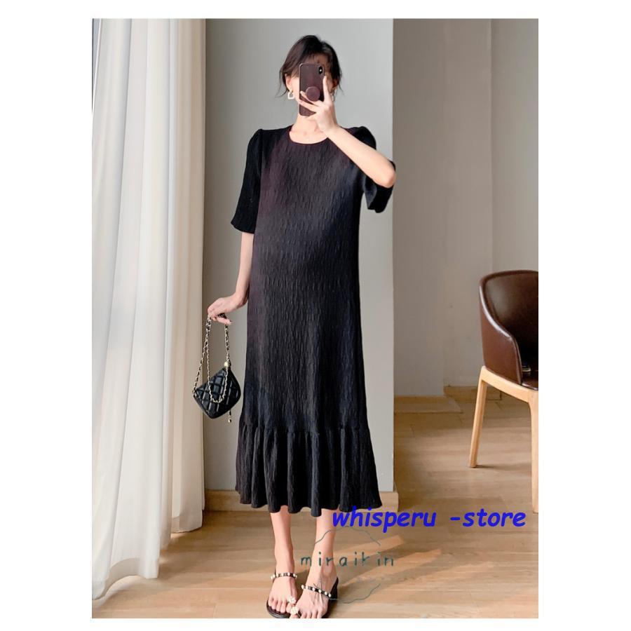 【急速出荷!】可能 マタニティ ワンピース 五分袖 ロング レディース 夏 クルーネック 夏ワンピース 産前産後 ゆると 30代40代 妊娠妊婦 黒ワンピース 着痩せ フォーマル アジアン