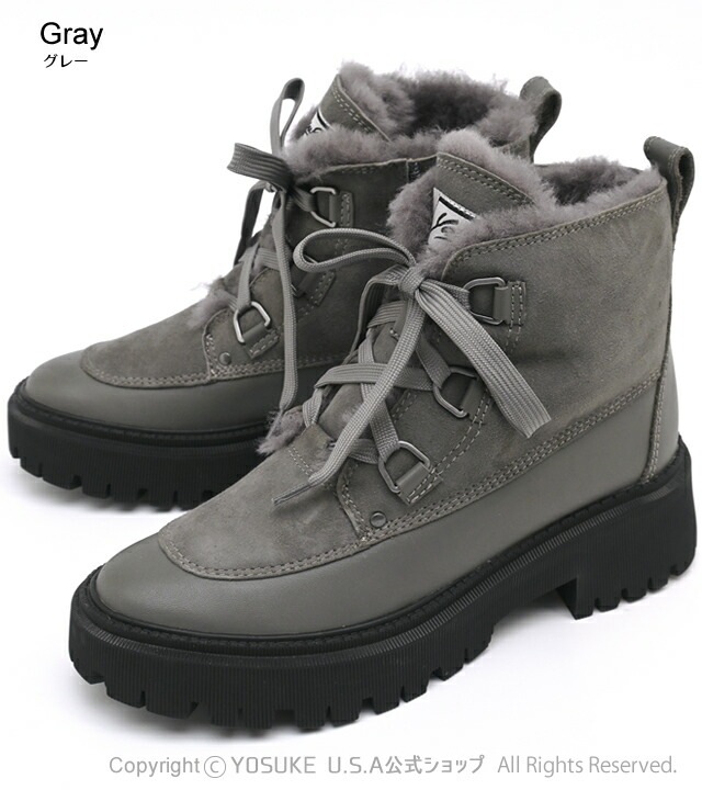 【公式】 ヨースケ レースアップブーツ レディース 本革 ファー付き 歩きやすい 5cm ヒール