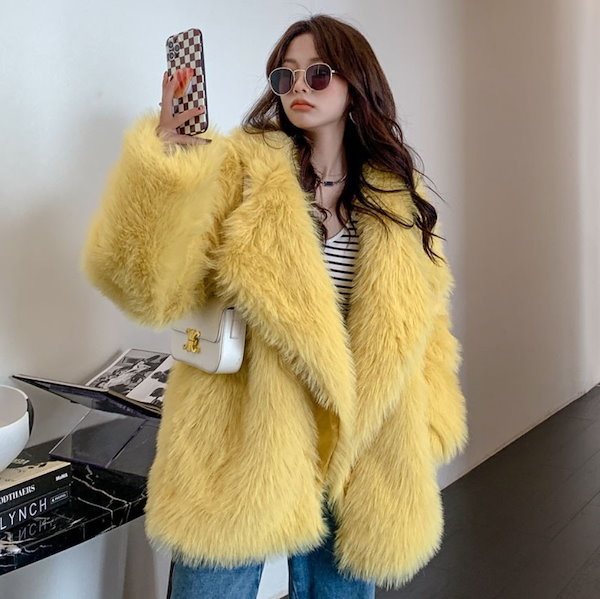 Qoo10] フェイクファーミドルコート エコファー