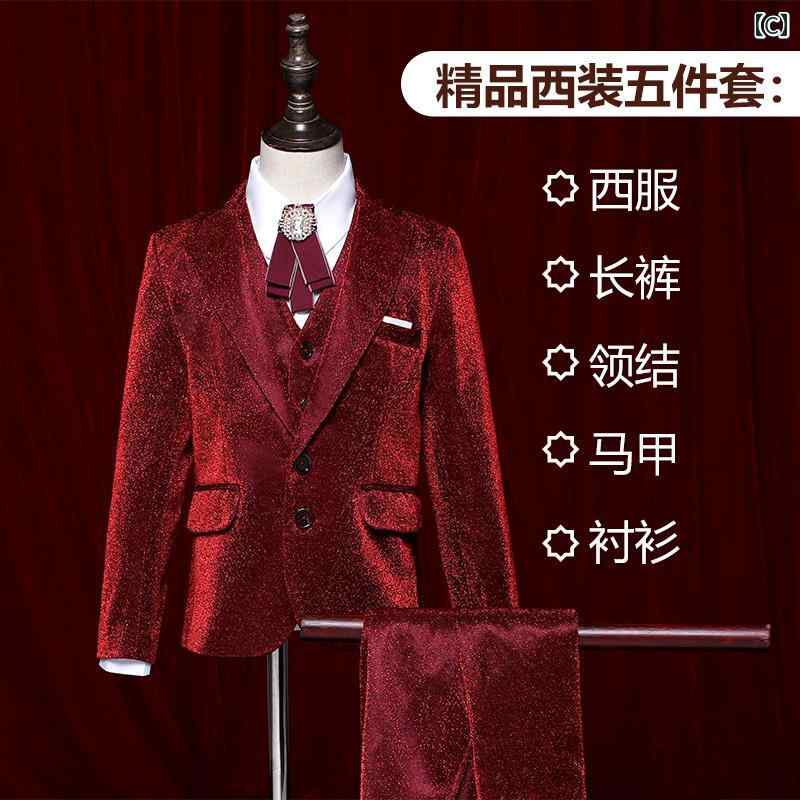 キッズ フォーマル スーツ ジュニア ファッション 男の子 子供 スーツ フラワーボーイ ドレス パフォーマンス コスチューム セットアップ ステージ 衣装