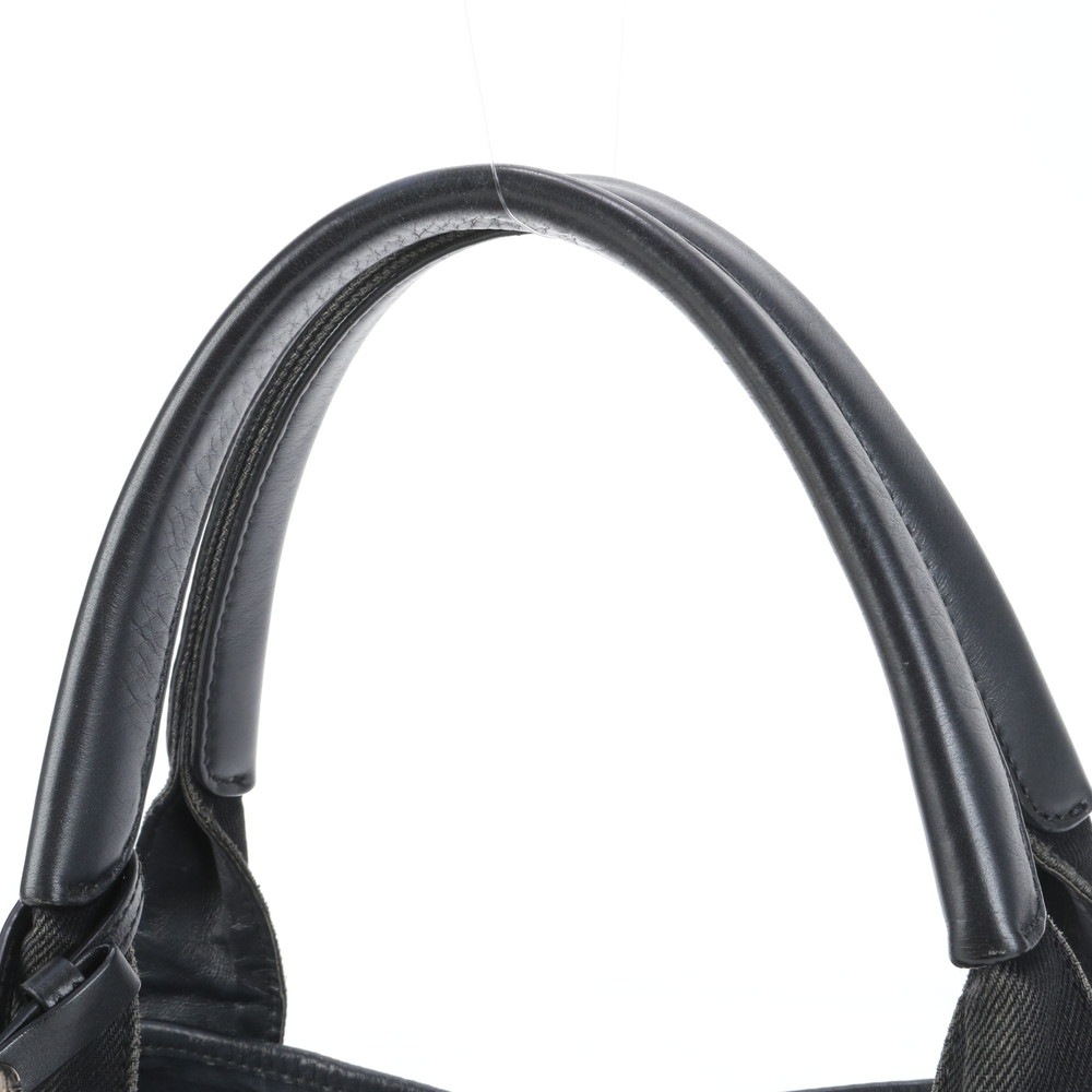 極美品 ネイビー カバス 339933 レザー×キャンバス トート バッグ 肩掛け ショルダー ハンド レディース RRE CQ28-8 中古