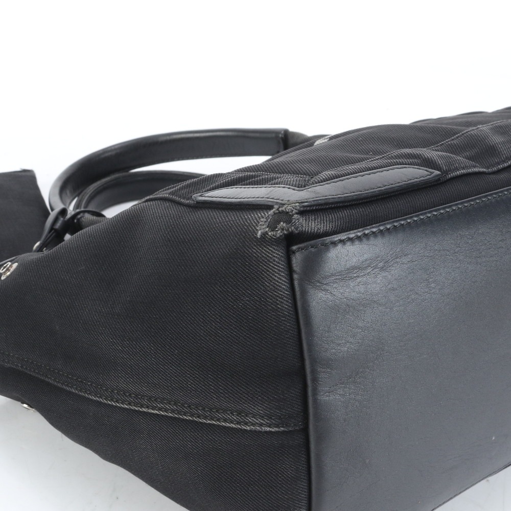 極美品 ネイビー カバス 339933 レザー×キャンバス トート バッグ 肩掛け ショルダー ハンド レディース RRE CQ28-8 中古