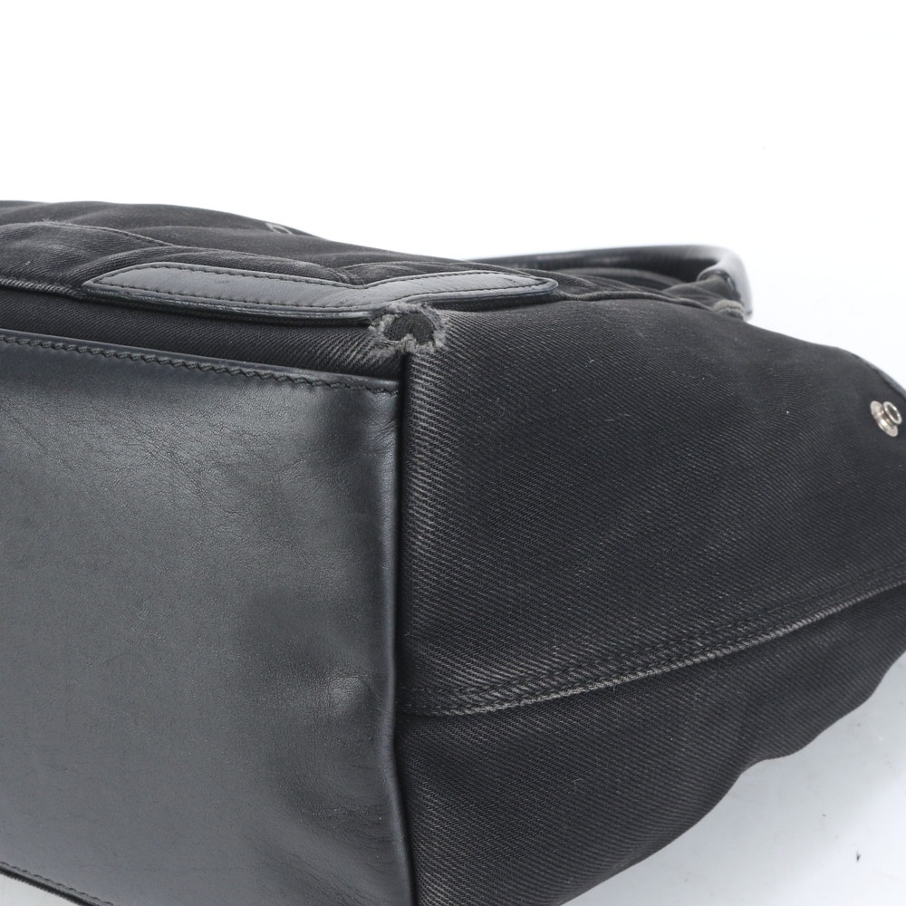 極美品 ネイビー カバス 339933 レザー×キャンバス トート バッグ 肩掛け ショルダー ハンド レディース RRE CQ28-8 中古