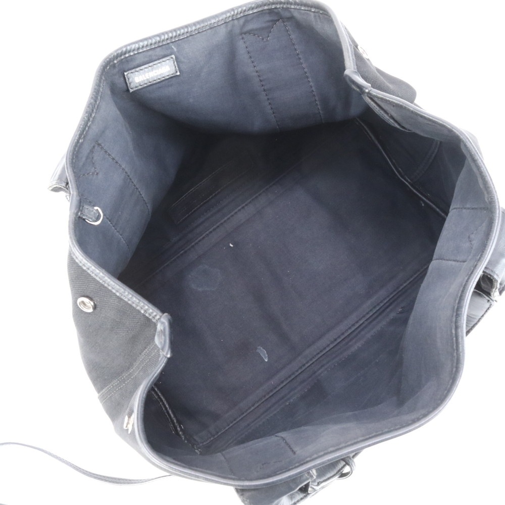 極美品 ネイビー カバス 339933 レザー×キャンバス トート バッグ 肩掛け ショルダー ハンド レディース RRE CQ28-8 中古