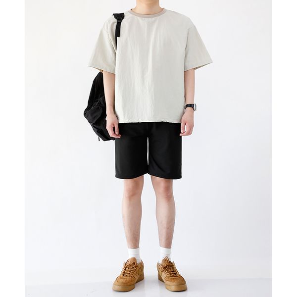 [ハリソン] オーバーフィットラウンドアノラック半袖TシャツMDLC1492