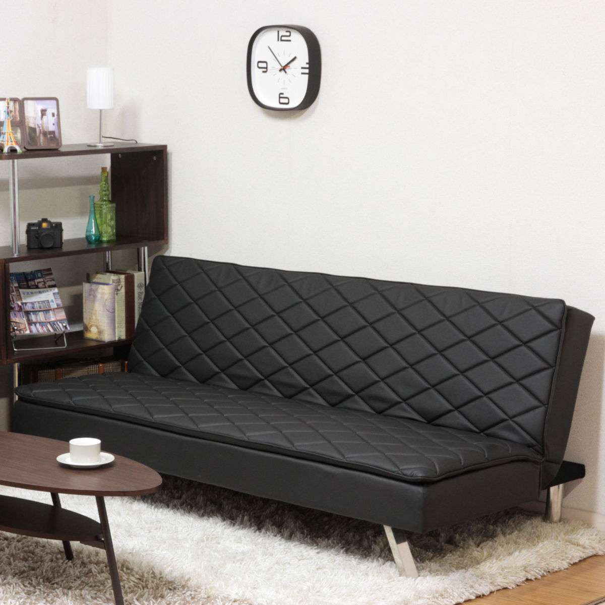 ソファベッド 幅180cm 3人掛け メモリーフォームソファーベッド ダイヤ 3段階 リクライニング ソファ レザー調 PU 合成皮革 低反発 ウレタン 高級感 スタイリッシュ リビング