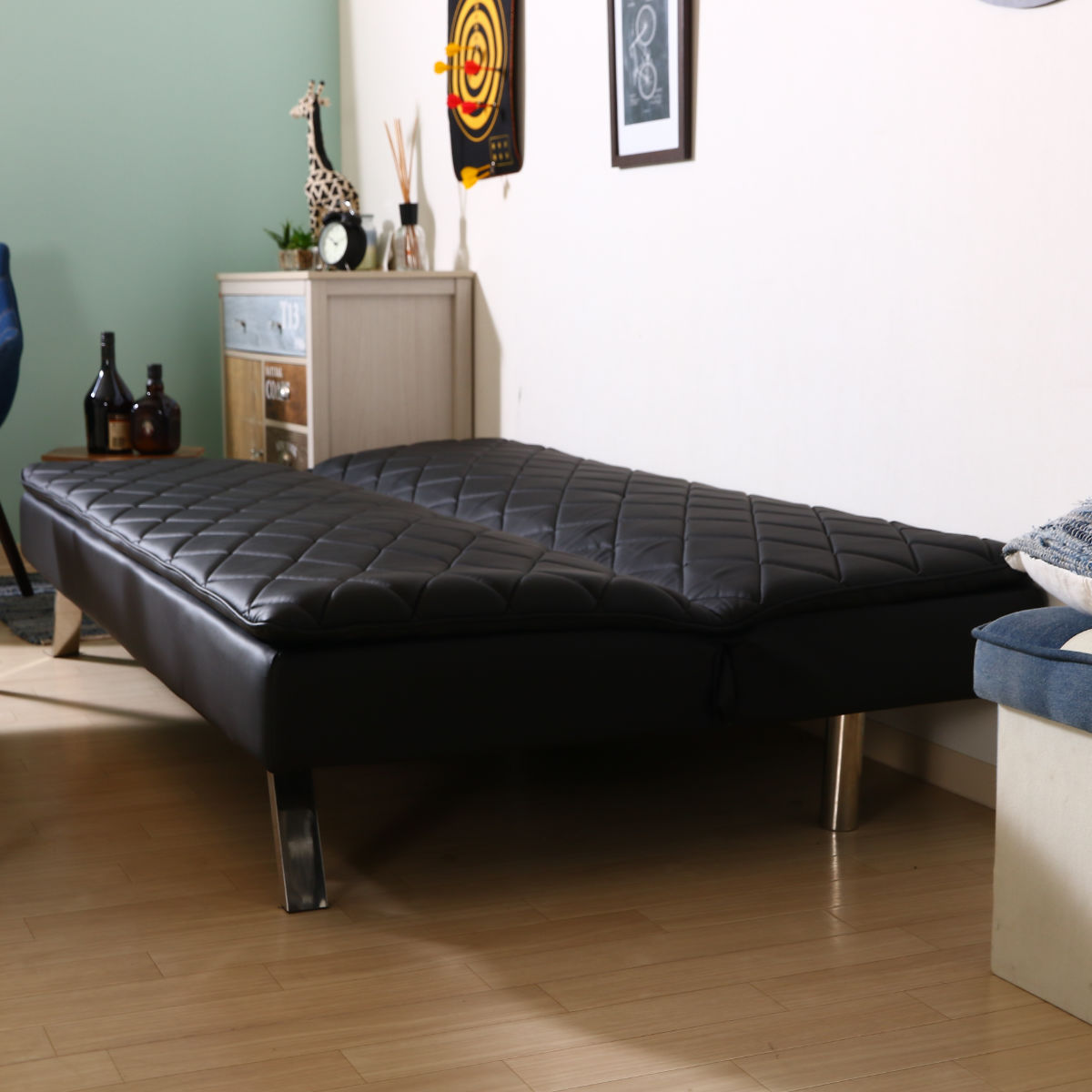 ソファベッド 幅180cm 3人掛け メモリーフォームソファーベッド ダイヤ 3段階 リクライニング ソファ レザー調 PU 合成皮革 低反発 ウレタン 高級感 スタイリッシュ リビング