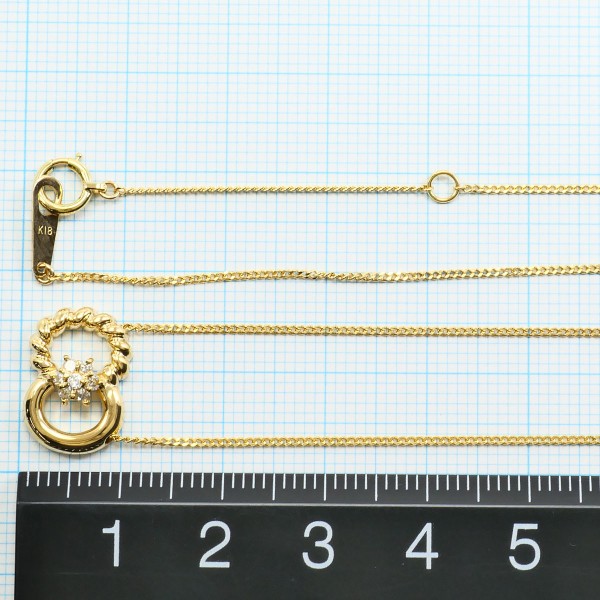 K18 18金 YG イエローゴールド ネックレス ダイヤ 0.11 約40cm ジュエリー 中古 K18 18金 YG イエローゴールド ネックレス ダイヤ 0.11 約40cm ジュエリー 中古