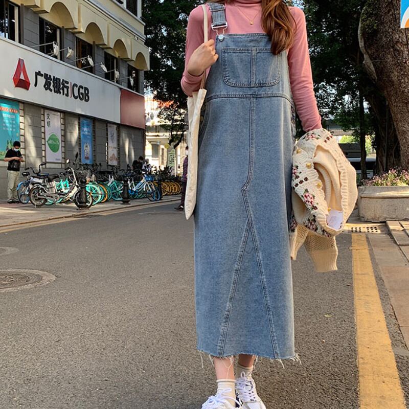 レディース ボトムス デニム ジャンパースカート ロング丈 楽ちん レトロ ヴィンテージ レディース ボトムス デニム ジャンパースカート ロング丈 楽ちん レトロ ヴィンテージ