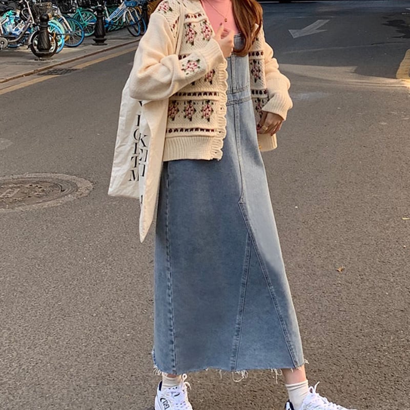 レディース ボトムス デニム ジャンパースカート ロング丈 楽ちん レトロ ヴィンテージ レディース ボトムス デニム ジャンパースカート ロング丈 楽ちん レトロ ヴィンテージ