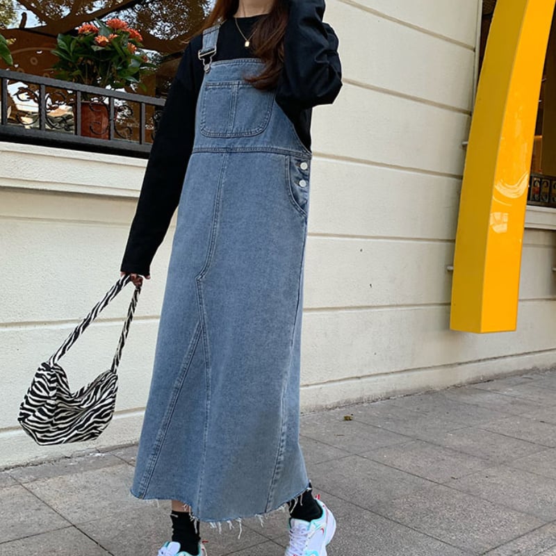 レディース ボトムス デニム ジャンパースカート ロング丈 楽ちん レトロ ヴィンテージ レディース ボトムス デニム ジャンパースカート ロング丈 楽ちん レトロ ヴィンテージ