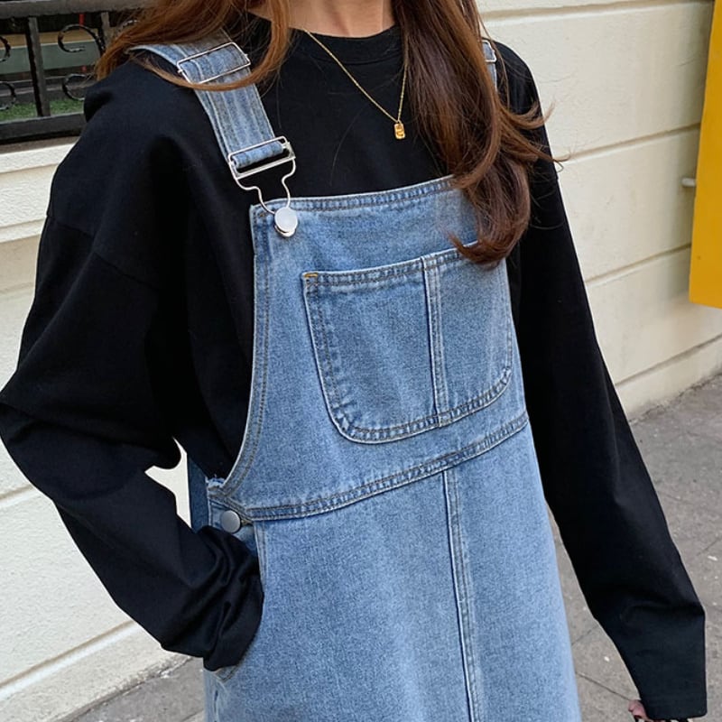 レディース ボトムス デニム ジャンパースカート ロング丈 楽ちん レトロ ヴィンテージ レディース ボトムス デニム ジャンパースカート ロング丈 楽ちん レトロ ヴィンテージ