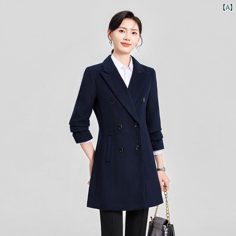 秋服 レディース ファッション オシャレ カワイイ シンプル 大人カワイイ 大きいサイズ メンズ ミドル丈 ウール ウインドブレーカー ジャケット 厚手 スーツ コート