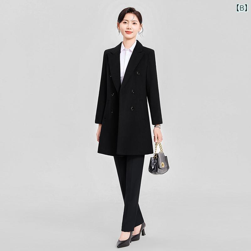 秋服 レディース ファッション オシャレ カワイイ シンプル 大人カワイイ 大きいサイズ メンズ ミドル丈 ウール ウインドブレーカー ジャケット 厚手 スーツ コート