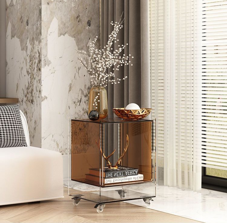 ネットで話題のデザインの透明なアクリル製ヘッドボードキャビネットシンプルでモダンなサイドテーブル