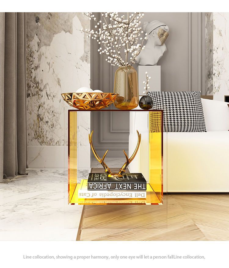 ネットで話題のデザインの透明なアクリル製ヘッドボードキャビネットシンプルでモダンなサイドテーブル