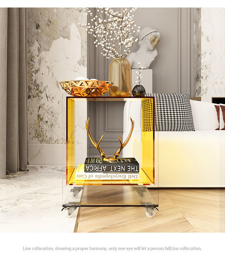 ネットで話題のデザインの透明なアクリル製ヘッドボードキャビネットシンプルでモダンなサイドテーブル