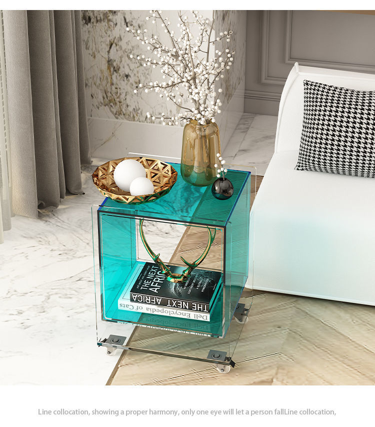 ネットで話題のデザインの透明なアクリル製ヘッドボードキャビネットシンプルでモダンなサイドテーブル