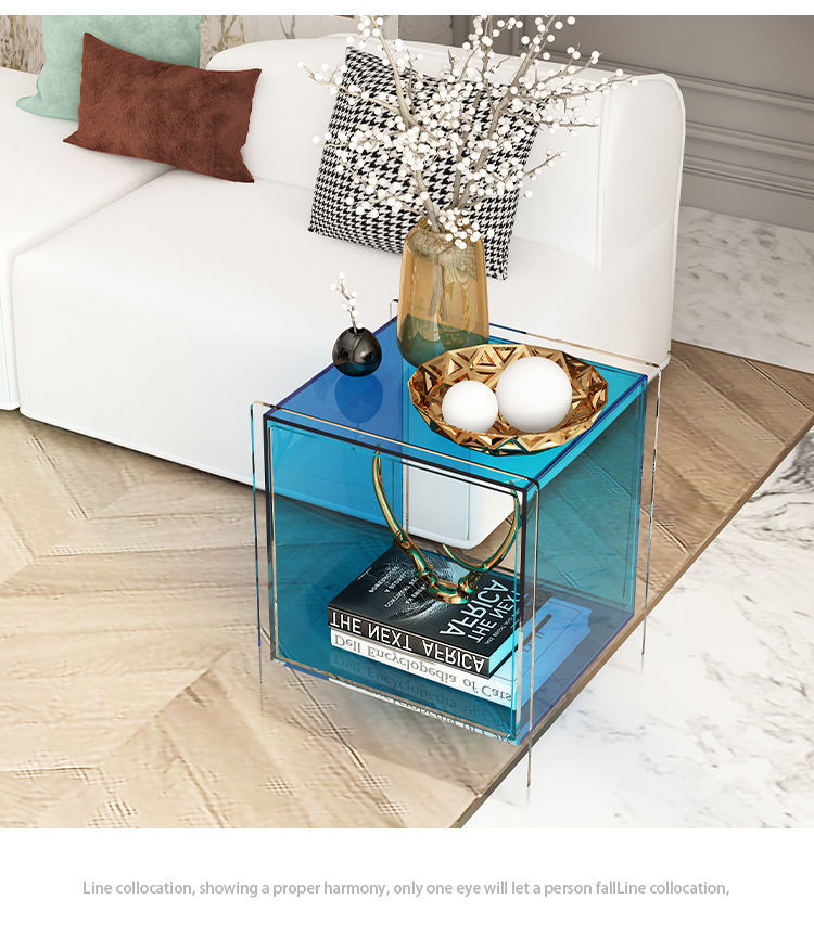 ネットで話題のデザインの透明なアクリル製ヘッドボードキャビネットシンプルでモダンなサイドテーブル