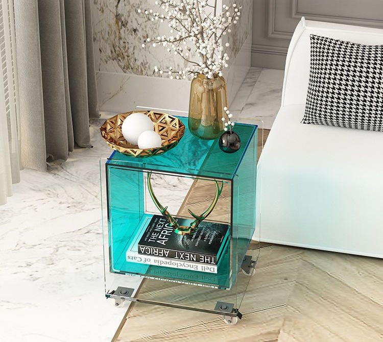 ネットで話題のデザインの透明なアクリル製ヘッドボードキャビネットシンプルでモダンなサイドテーブル