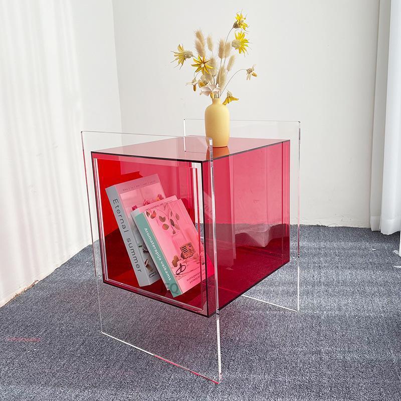 ネットで話題のデザインの透明なアクリル製ヘッドボードキャビネットシンプルでモダンなサイドテーブル