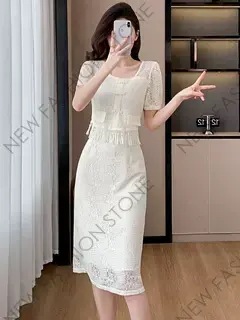 新中国式レトロなスクエアネックレースのフリンジワンピース-26 新中国式レトロなスクエアネックレースのフリンジワンピース-26