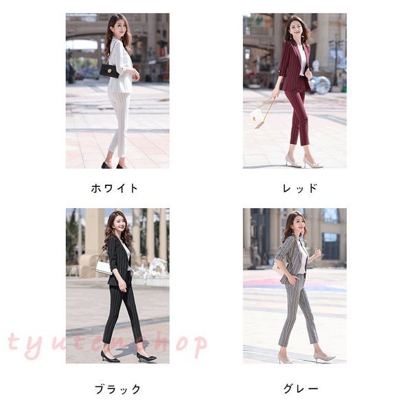 ズボン女子夏9点ロングパンツ韓国風スーツOL冷房対策仕立てジャケット事務服ストライプセレモニーサービ ズボン女子夏9点ロングパンツ韓国風スーツOL冷房対策仕立てジャケット事務服ストライプセレモニーサービ