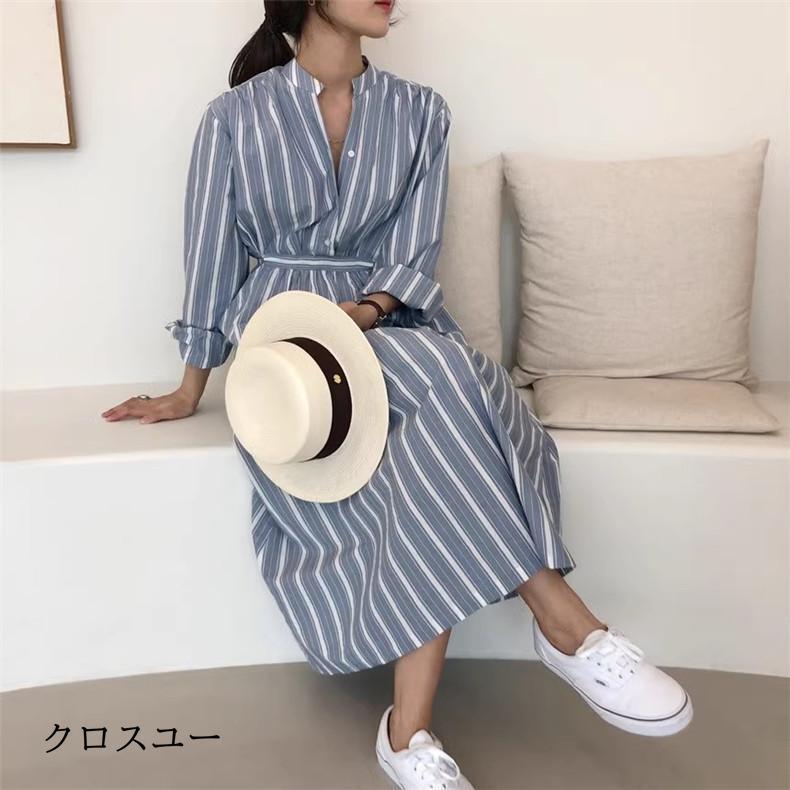 レディース 春 ロングワンピース マキシ丈 綿 大きいサイズ すっきりとした ストライプワンピース 身体のラインを拾わず レディな着こなし素敵