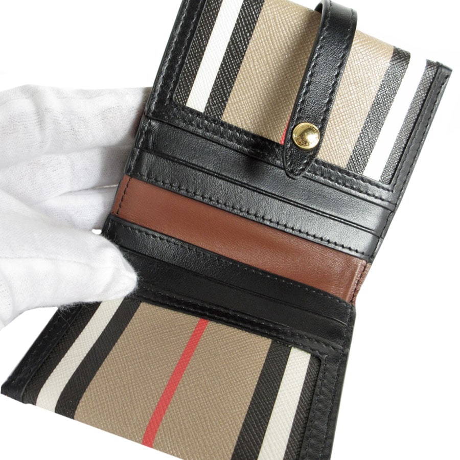 バーバリー BURBERRY 二つ折り財布 PVC ベージュ/ブラック