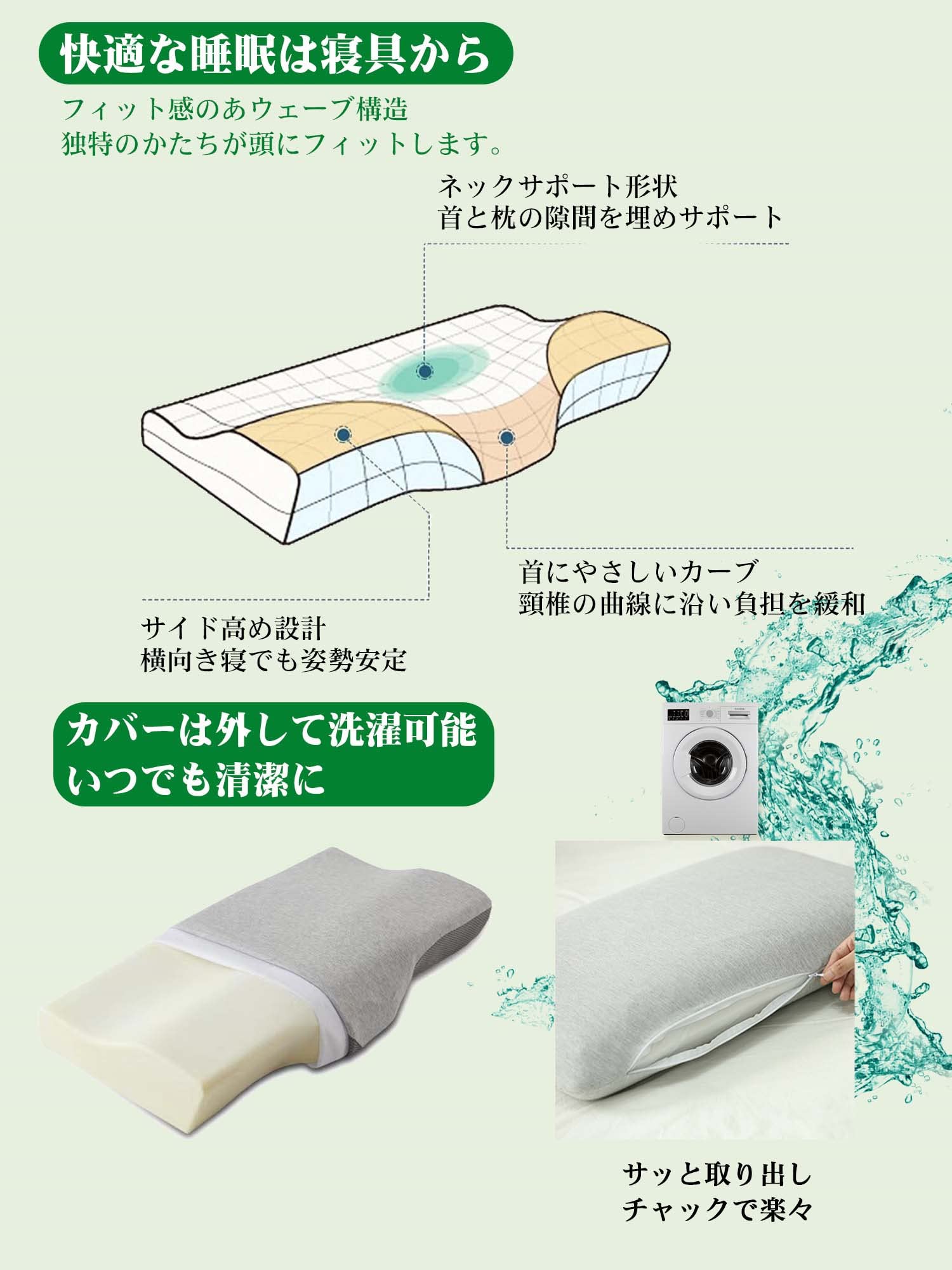 Sleepeach 枕 まくら 低反発 低反発枕 pillow ジャストフィット カバー洗濯可 60*34cm*7-11cm 枕 大きめ Sleepeach 枕 まくら 低反発 低反発枕 pillow ジャストフィット カバー洗濯可 60*34cm*7-11cm 枕 大きめ