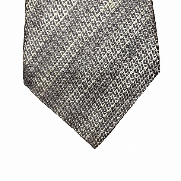 ルイヴィトン ストライプ シルク ネイビー×グレー ネクタイ メンズ 【中古】